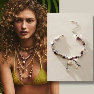 Free People Ariana Ost Alpha Choker Shell Beach Boho Chic Fisherman Necklace